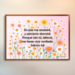 En paz me acostaré cuadro vidrio HD 29,7x21 cms.